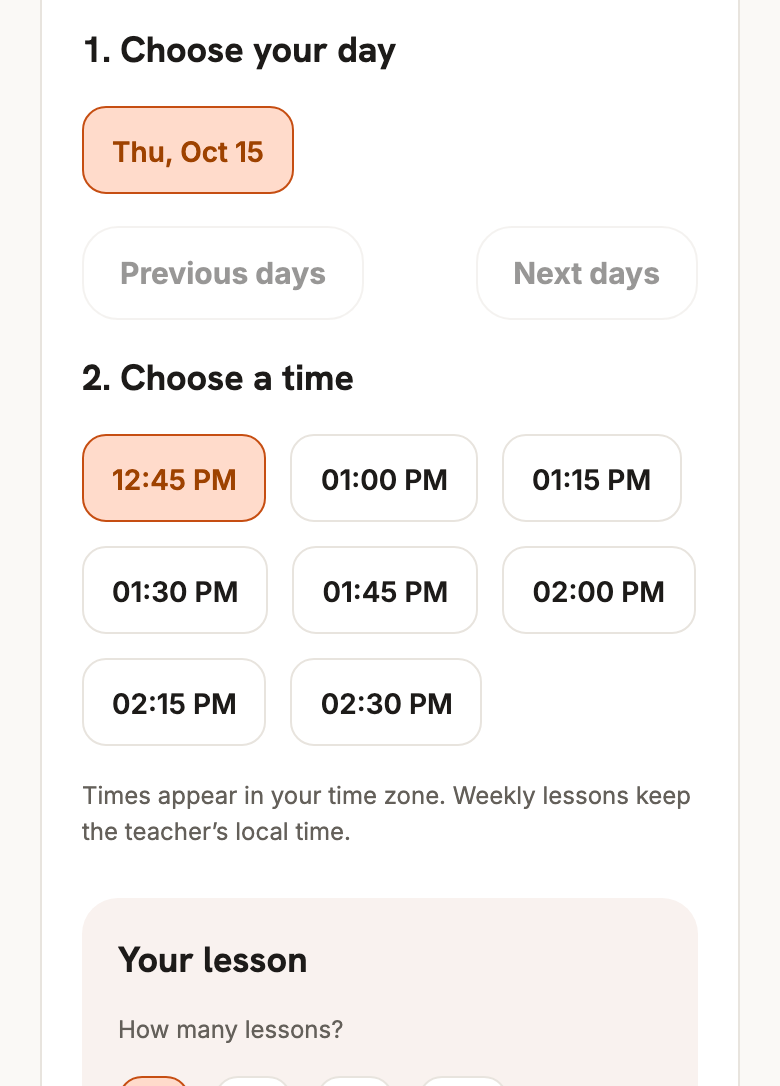 Booking and weekly meetings