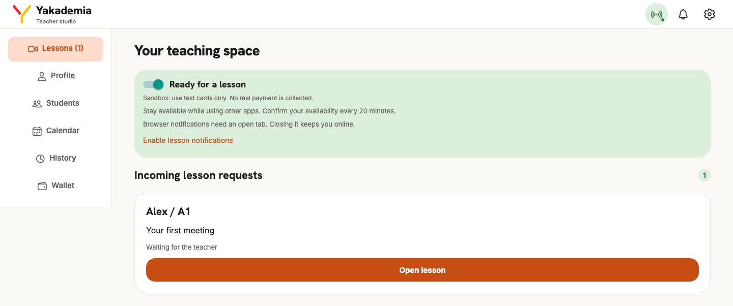 Availability and lesson requests