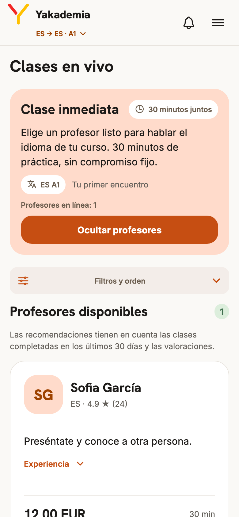 Profesores disponibles