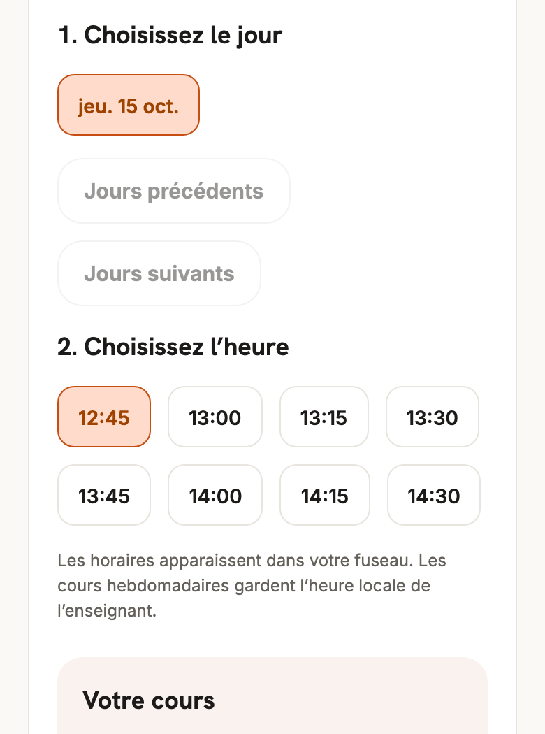 Réservations et rencontres régulières
