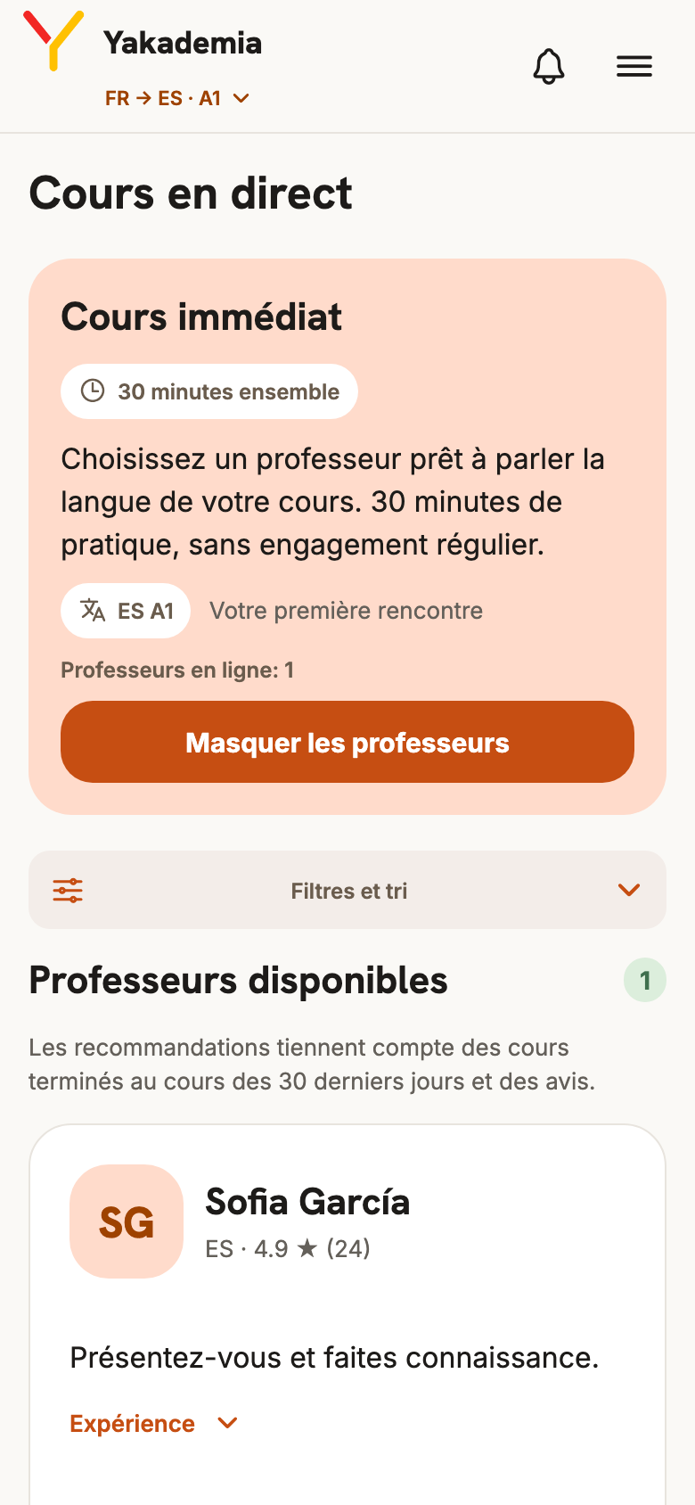 Professeurs disponibles