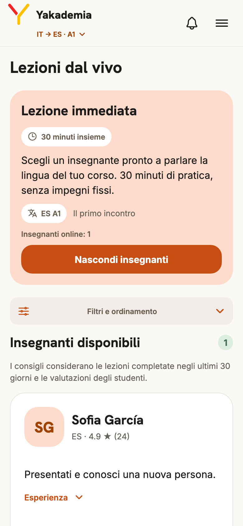 Insegnanti disponibili
