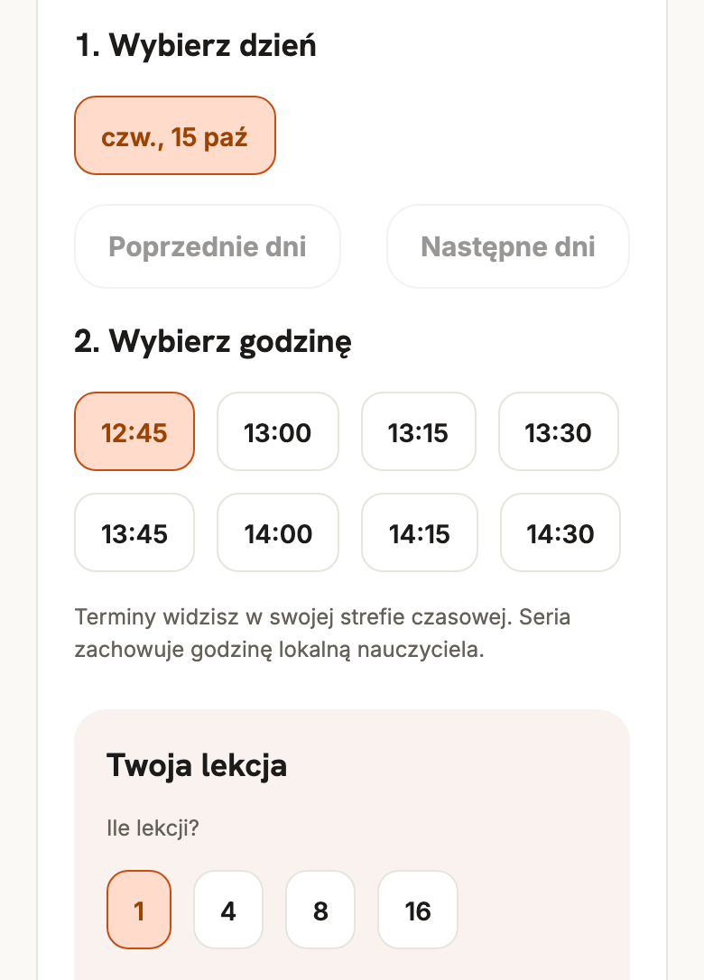 Rezerwacja i regularne spotkania